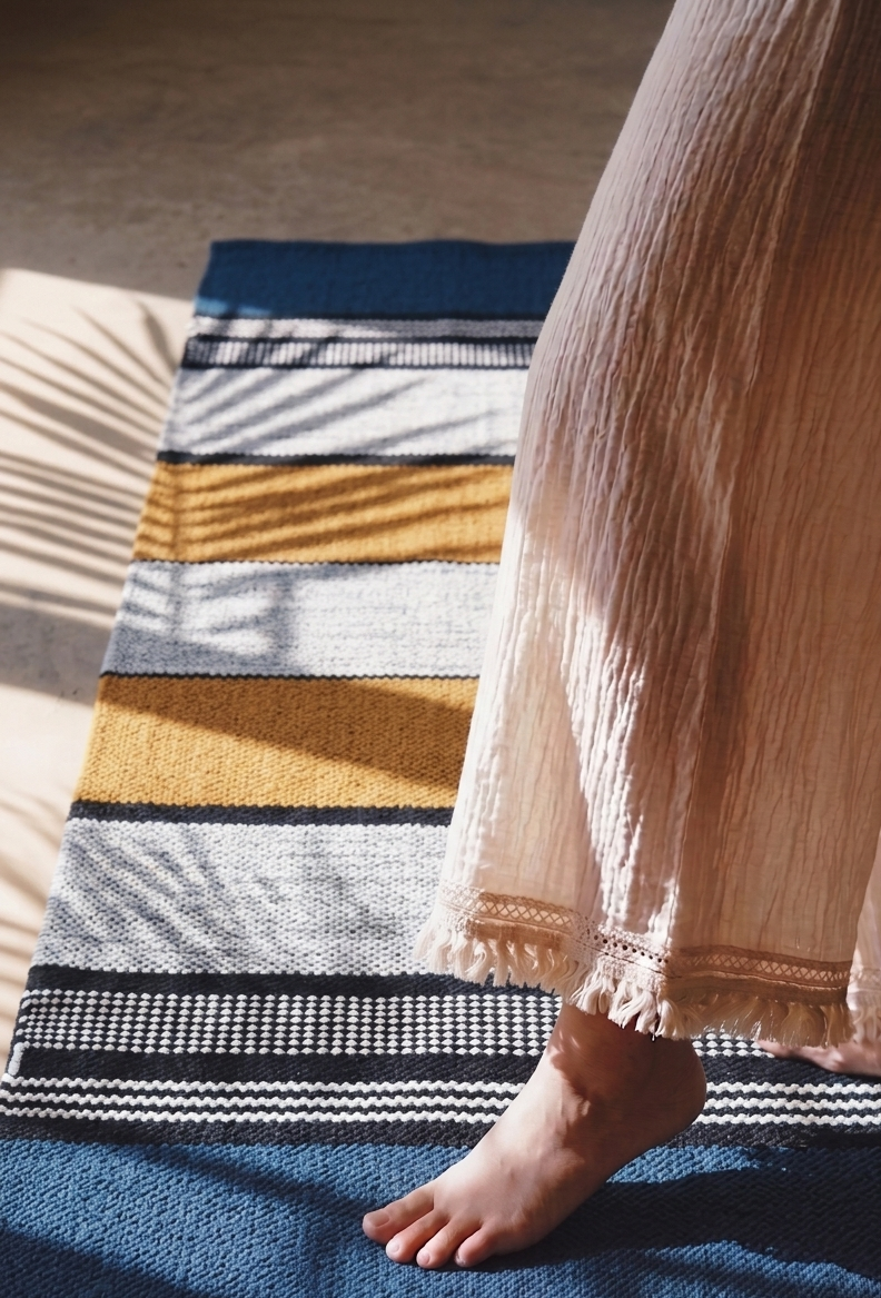 【藍織色幻境】印度純棉手工編織瑜伽墊 Blue Vivid Loom India Natural Cotton Yoga Mat