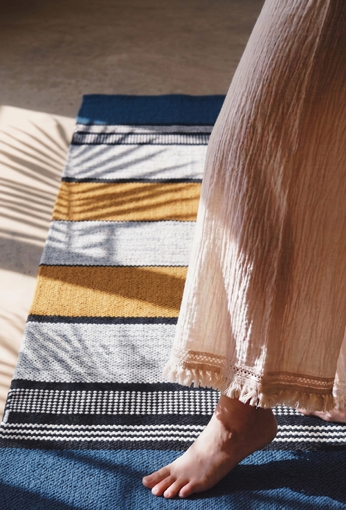 【藍織色幻境】印度純棉手工編織瑜伽墊 Blue Vivid Loom India Natural Cotton Yoga Mat