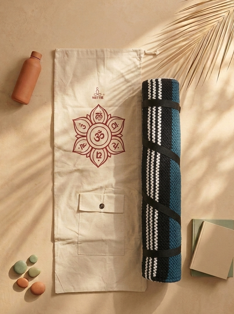 【靛藍秘境】純棉手工編織瑜伽墊 Indigo Lotus Woven Sanctuary Cotton Handcrafted Yoga Mat