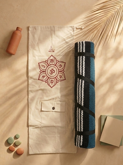 【靛藍秘境】印度純棉手工編織瑜伽墊 Indigo Lotus Woven Sanctuary India Cotton Handcrafted Yoga Mat