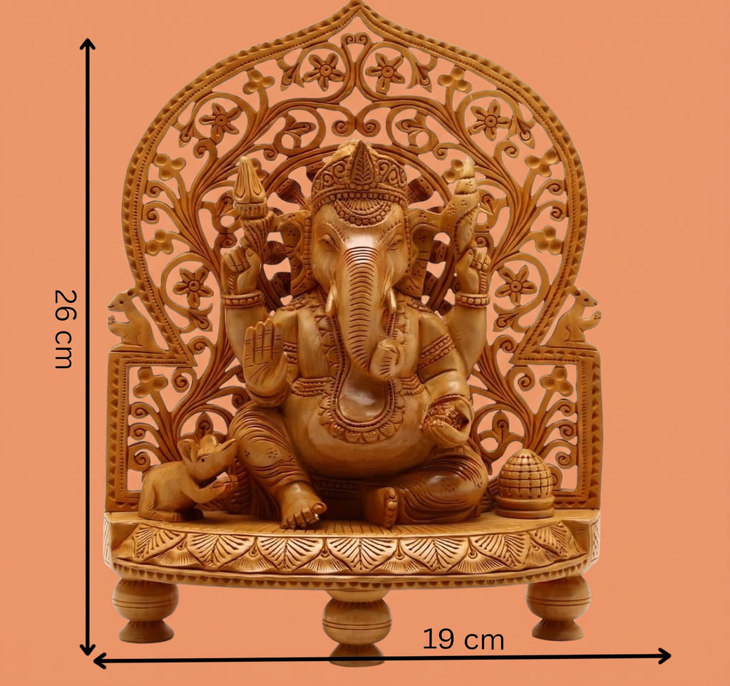 印度職人手工木雕象神神像 Indian Hand-Carved Wooden Lord Ganesha Idol