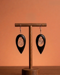 深木漩渦：銀絲盤繞手工耳環 Midnight Vortex: Silver Wire Coiled Wood Earrings