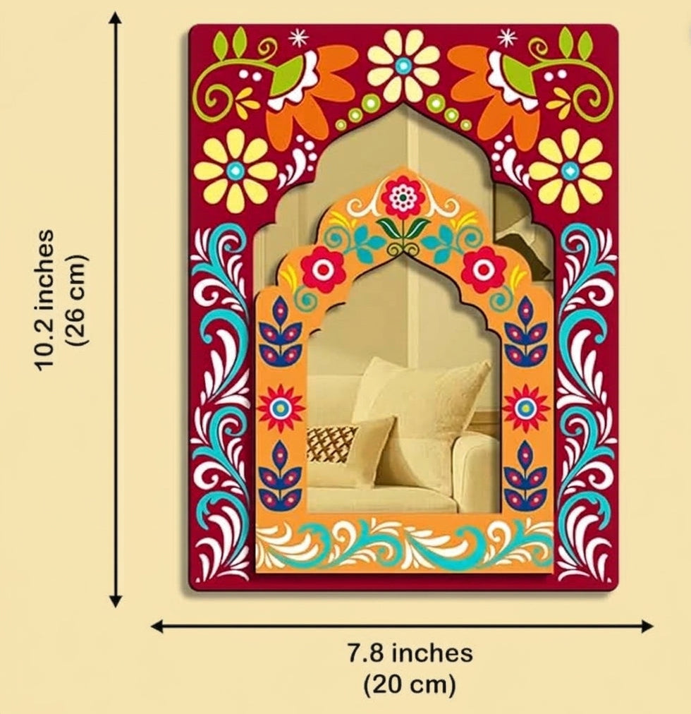 印度彩虹Jharokha 拱門鏡面壁飾組  Indian Rainbow Jharokha Arch Mirror Set