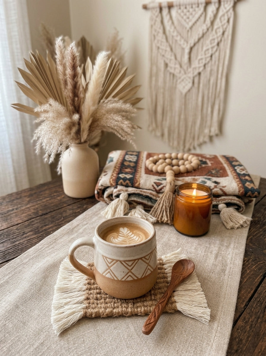 波希米亞流蘇杯墊 Handmade Bohemian Macrame Coasters