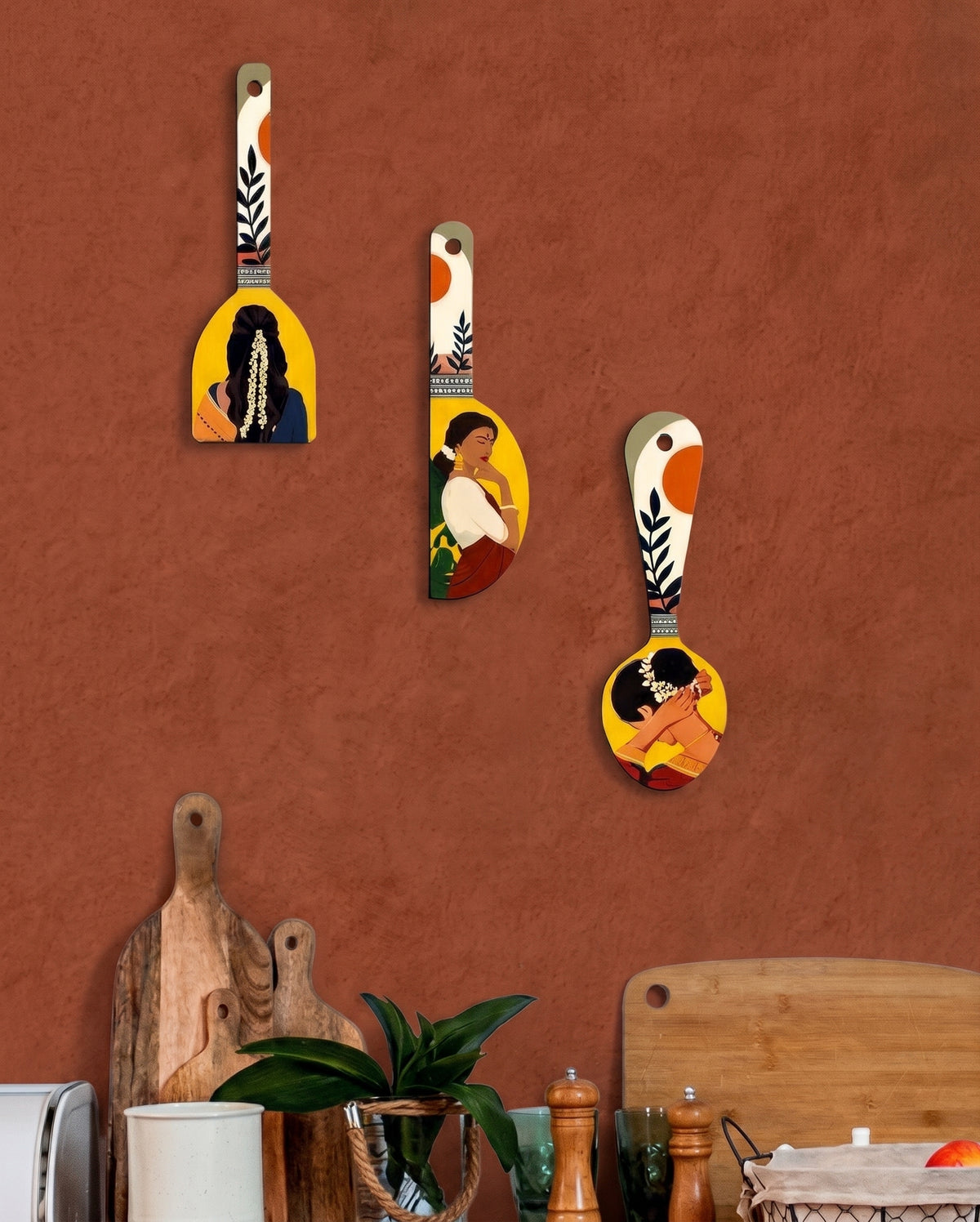異國雅韻彩繪佳人壁掛 (1組3個) Exotic Elegance · Painted Portrait Wall Art