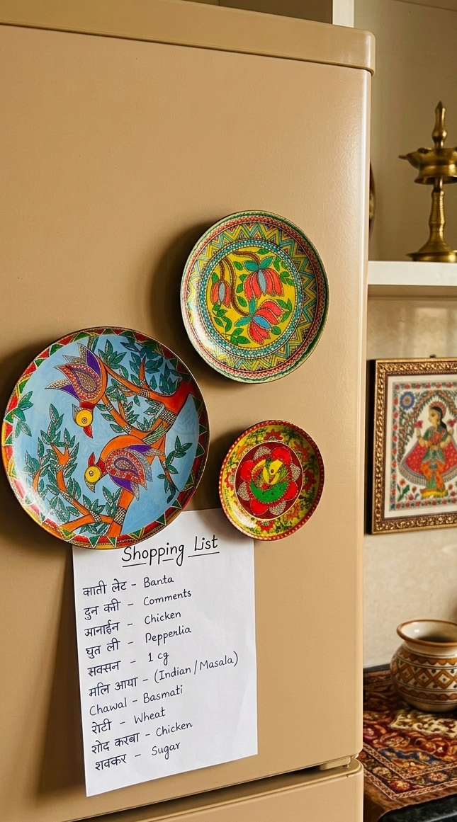 印度風手繪陶瓷彩繪磁鐵三件組 Indian Folk Art Hand-Painted Ceramic Magnet (3-Piece)
