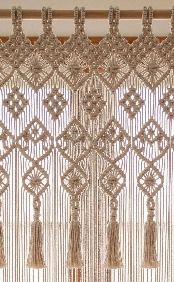 漫步波西米亞菱格流蘇手工編織門簾  Bohemian Stroll Macrame Fringe Curtain