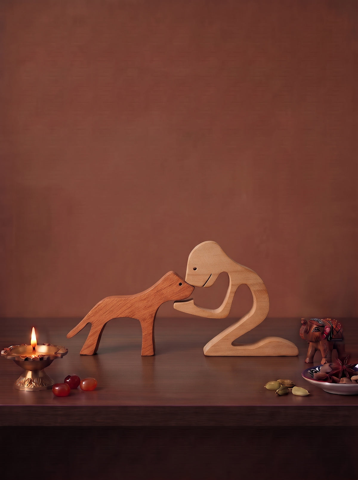 時光知己人狗相依木質擺件 Timeless Bond Wooden Art Piece