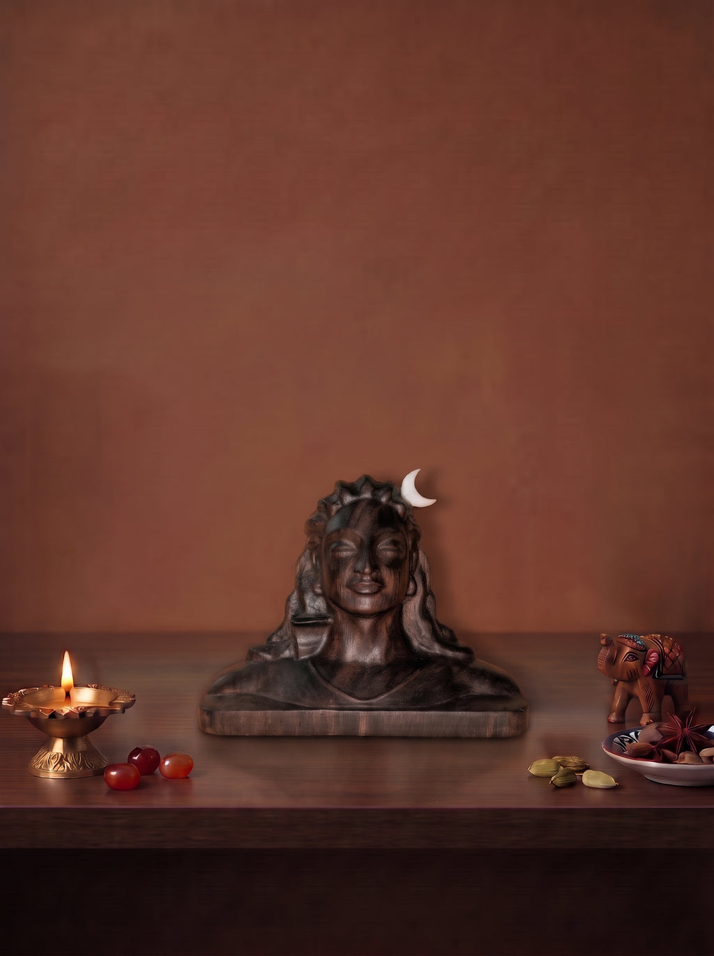 手工雕刻濕婆神木雕擺件 Handcrafted Wood Lord Shiva Idol Sculpture