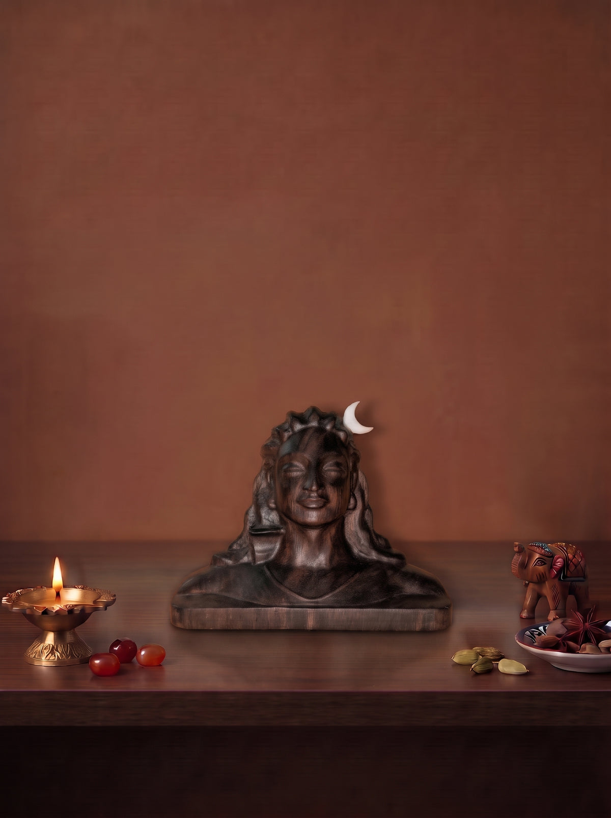 手工雕刻濕婆神木雕擺件 Handcrafted Wood Lord Shiva Idol Sculpture
