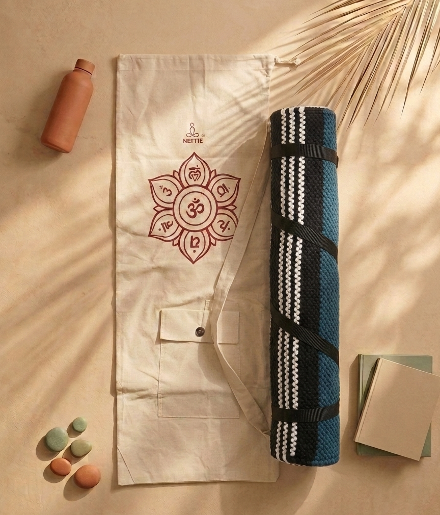 【藍織色幻境】印度純棉手工編織瑜伽墊 Blue Vivid Loom India Natural Cotton Yoga Mat