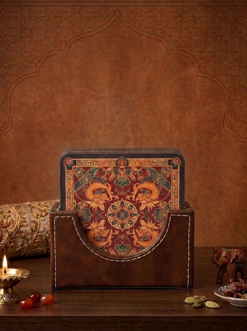 印式美學・圖騰典藏杯墊組 (6個) Curated Indian Aesthetics: Motif Collection Coasters (6 pieces)