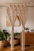 沐光之境波西米亞菱格手工編織落地門簾 Sunlit Sanctuary Handwoven Boho Macramé Door Curtain