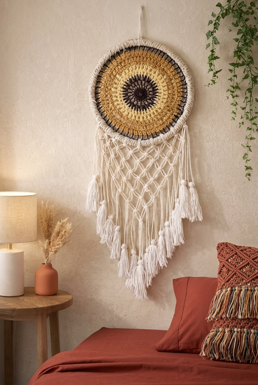 暖陽曼陀羅・純棉手工掛毯  Warm Sun Mandala Handwoven Tapestry