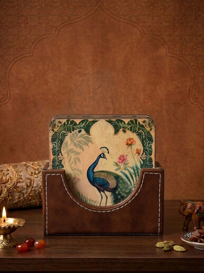 印式美學・圖騰典藏杯墊組 (6個) Curated Indian Aesthetics: Motif Collection Coasters (6 pieces)