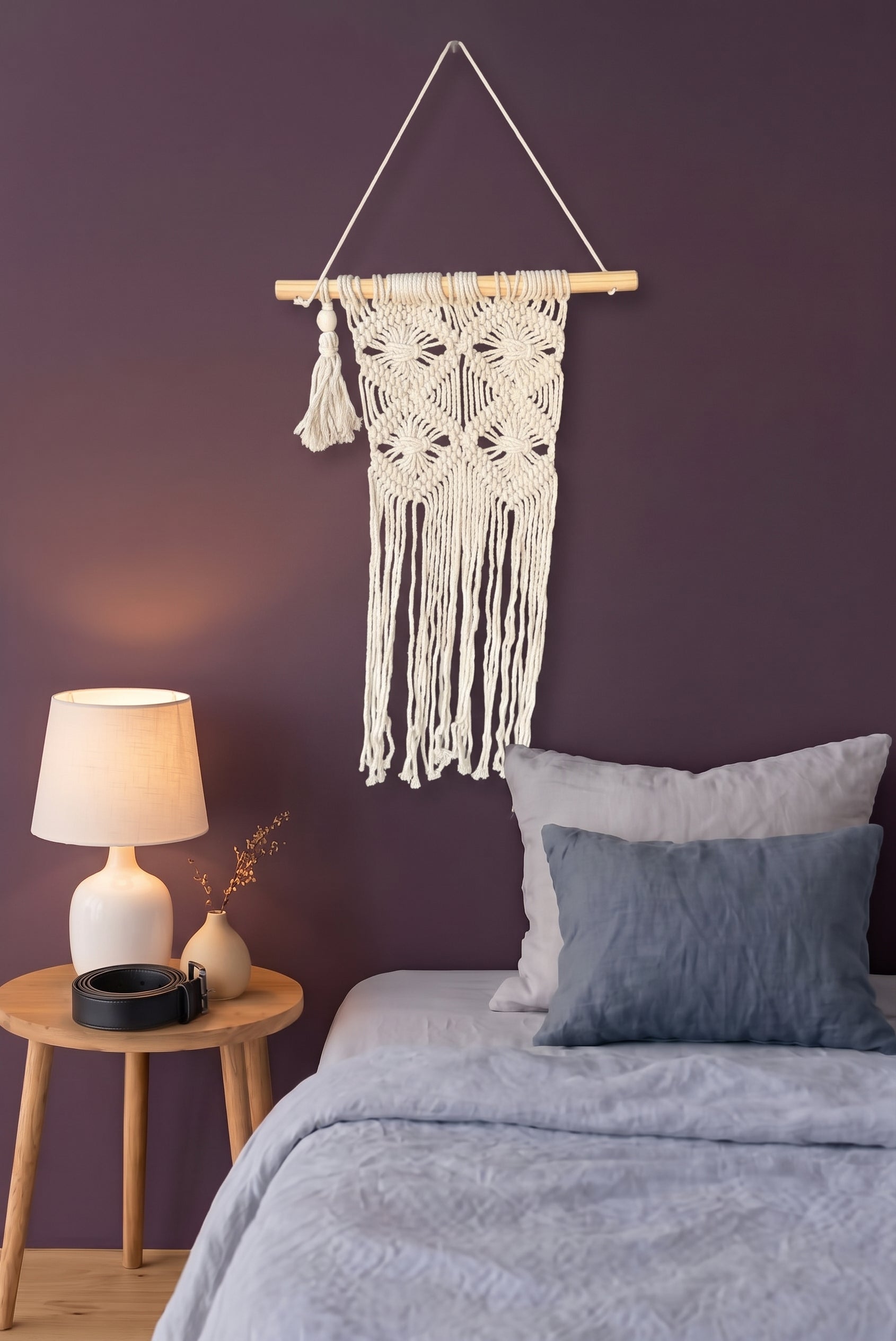 波希米亞幾何菱格手工編織掛毯  Bohemian Geometric Diamond Macramé Wall Hanging