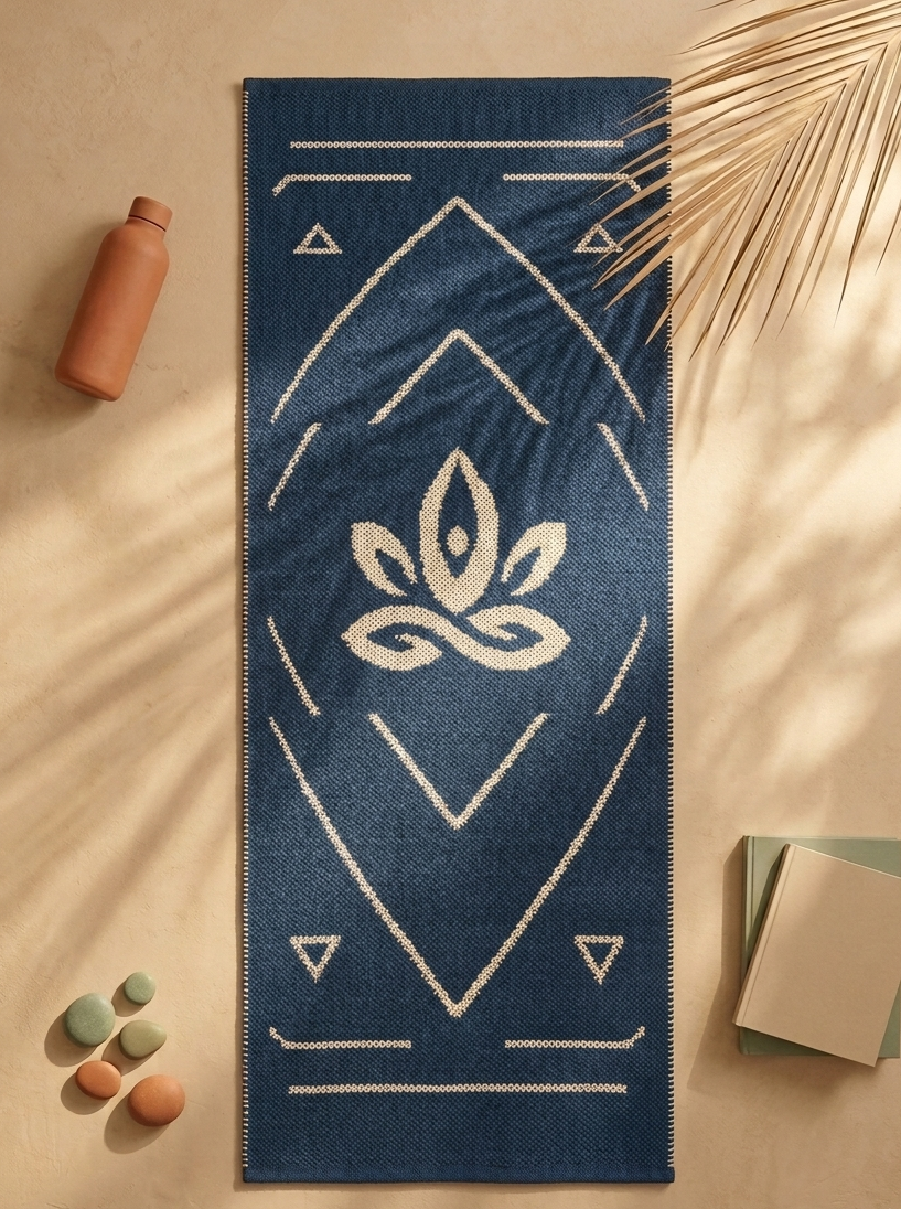 【靛藍秘境】純棉手工編織瑜伽墊 Indigo Lotus Woven Sanctuary Cotton Handcrafted Yoga Mat