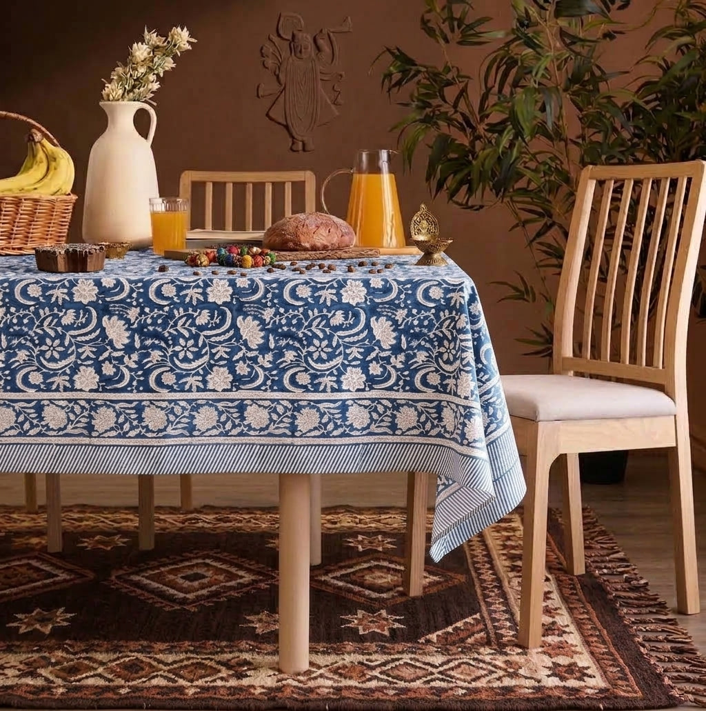 印度職人純棉手工木刻印花桌布 Artisan Hand-Block Printed Pure Cotton Tablecloth