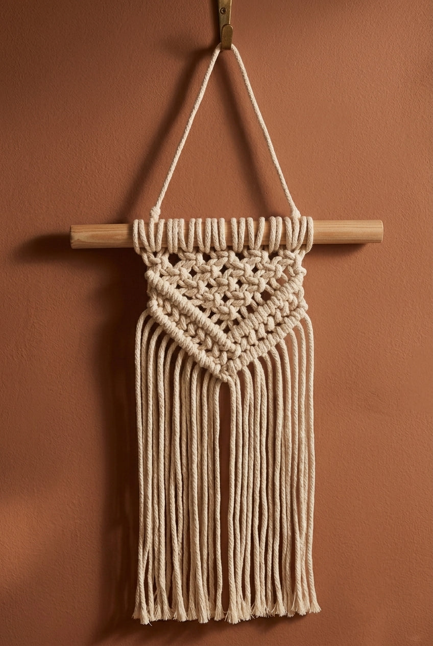 幾何大地・原木編織掛飾 Earthy Diamond Macramé Tapestry