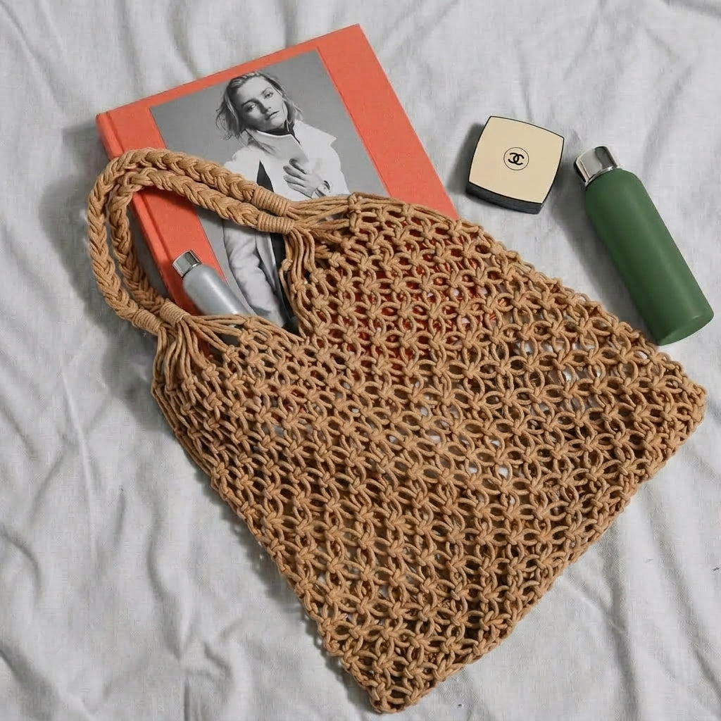 波希米亞手工棉繩網格提袋  Boho Breeze Macrame Net Bag