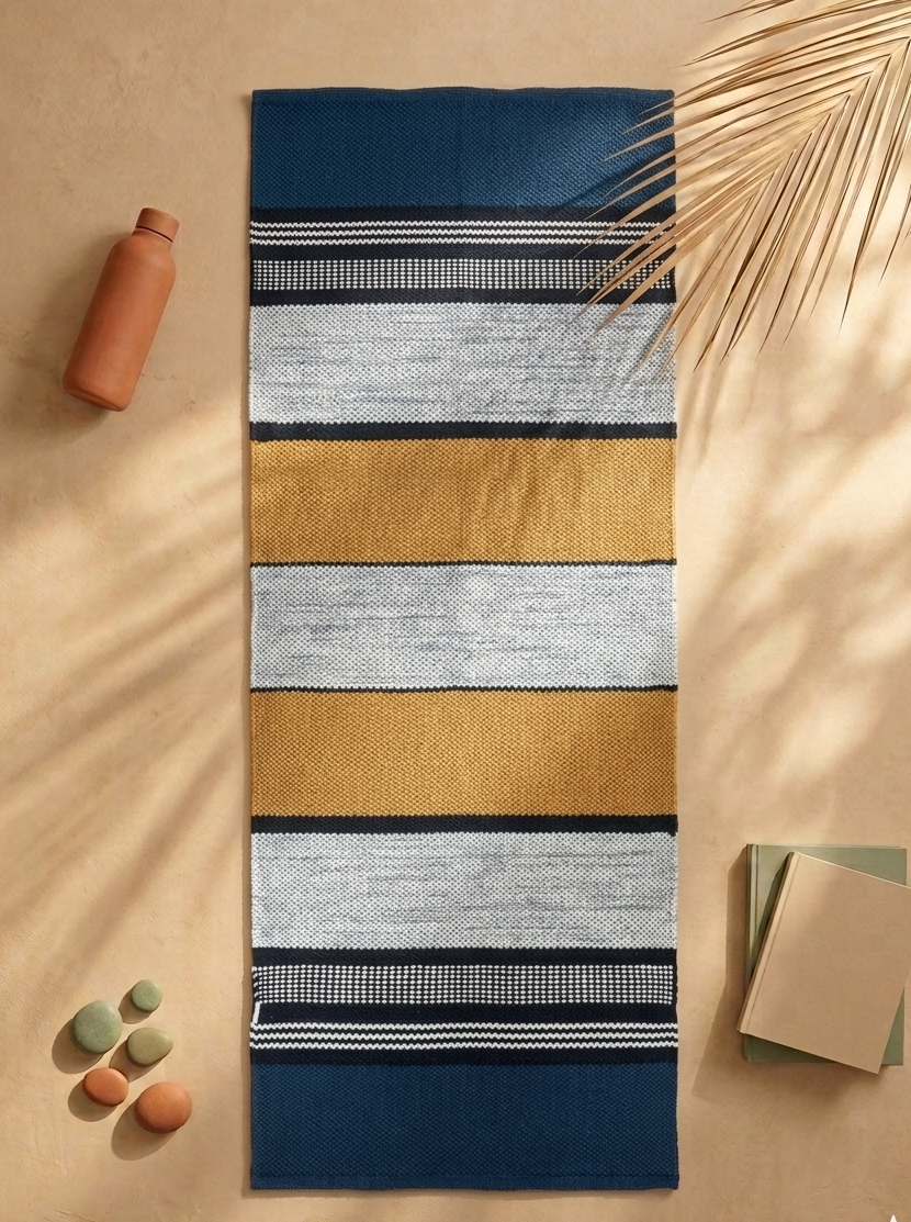 【藍織色幻境】印度純棉手工編織瑜伽墊 Blue Vivid Loom India Natural Cotton Yoga Mat