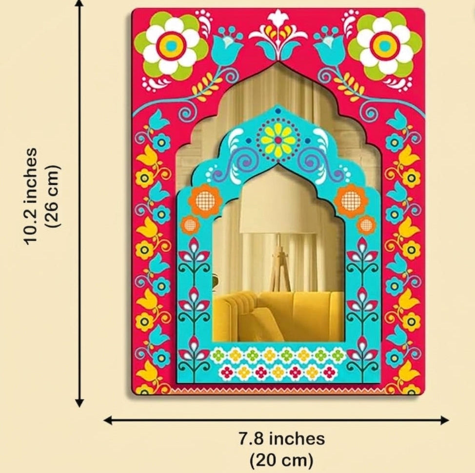 印度彩虹Jharokha 拱門鏡面壁飾組  Indian Rainbow Jharokha Arch Mirror Set