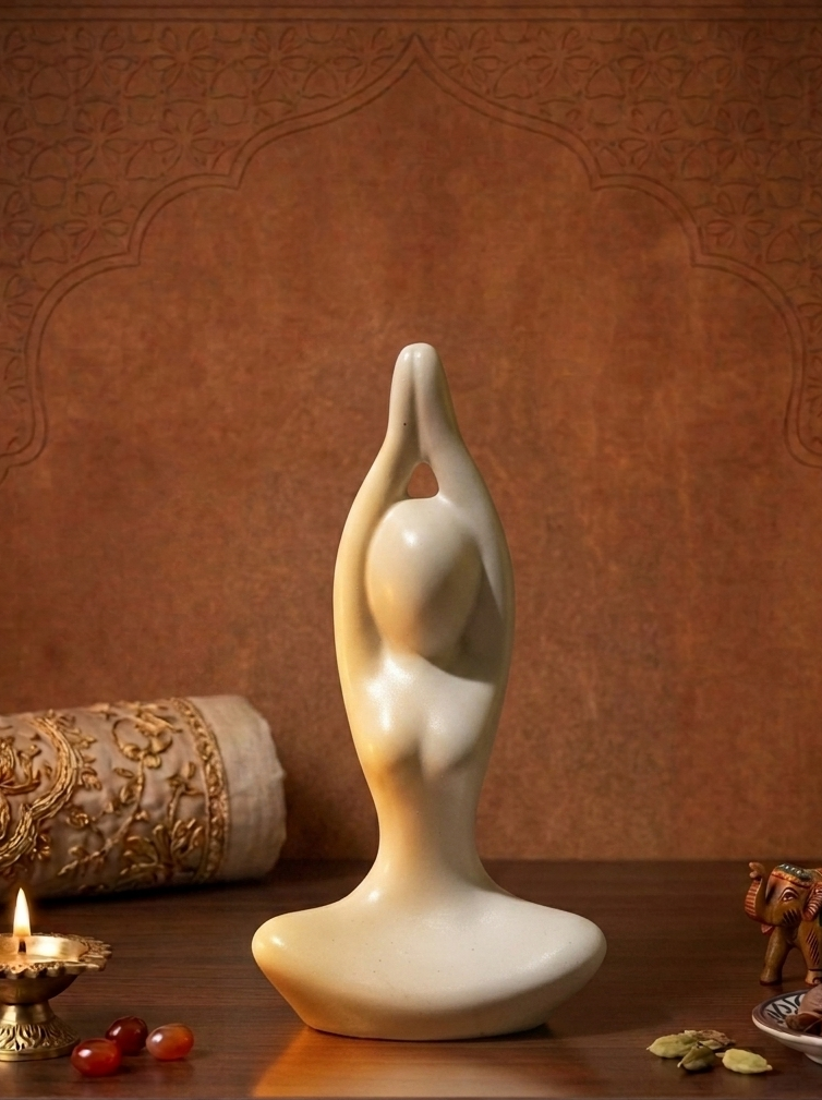 現代禪意白瓷瑜珈公仔冥想裝飾品 （三入組） Modern White Ceramic Yoga Statues Meditating Home decoration (3-Piece)