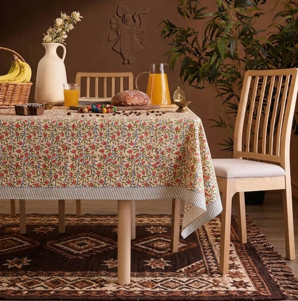 印度職人純棉手工木刻印花桌布 Artisan Hand-Block Printed Pure Cotton Tablecloth
