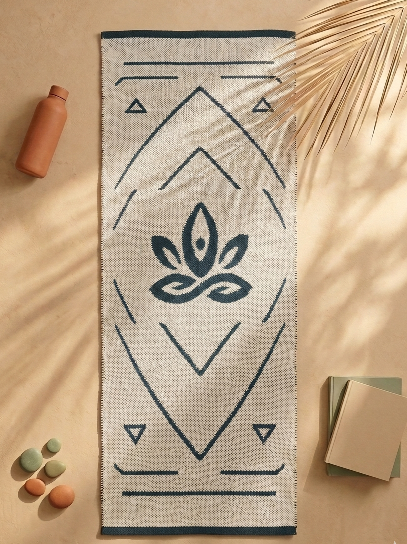 【靛藍秘境】純棉手工編織瑜伽墊 Indigo Lotus Woven Sanctuary Cotton Handcrafted Yoga Mat