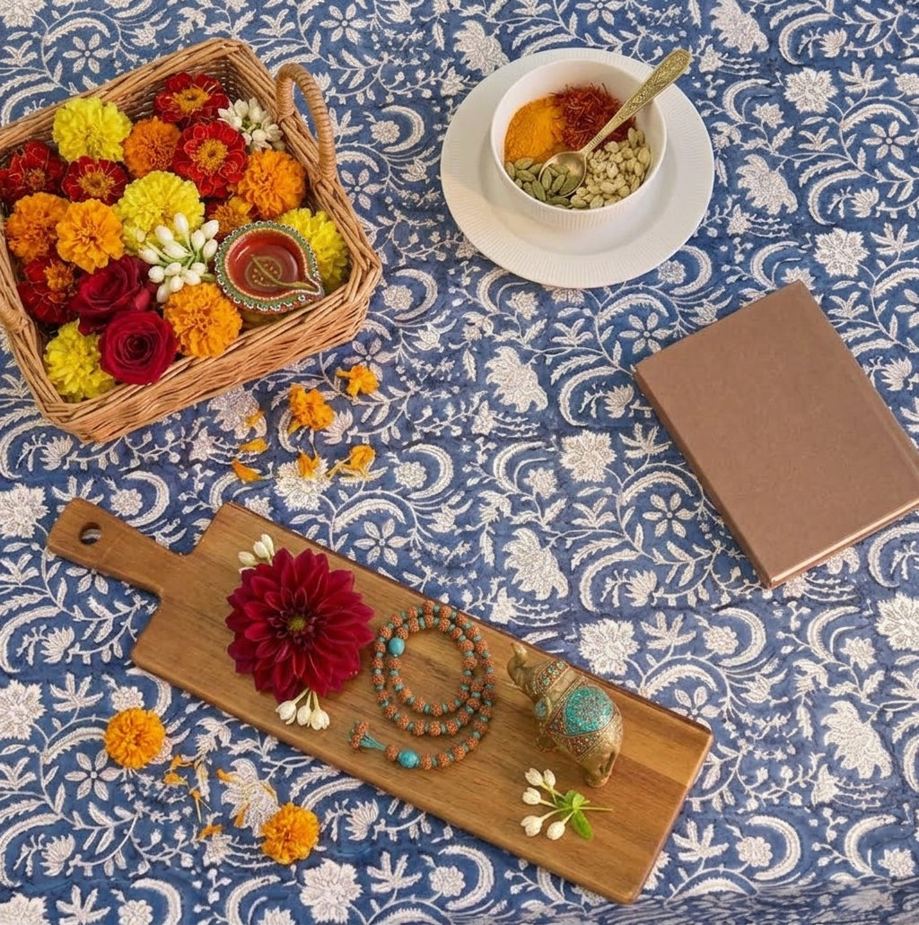 印度職人純棉手工木刻印花桌布 Artisan Hand-Block Printed Pure Cotton Tablecloth