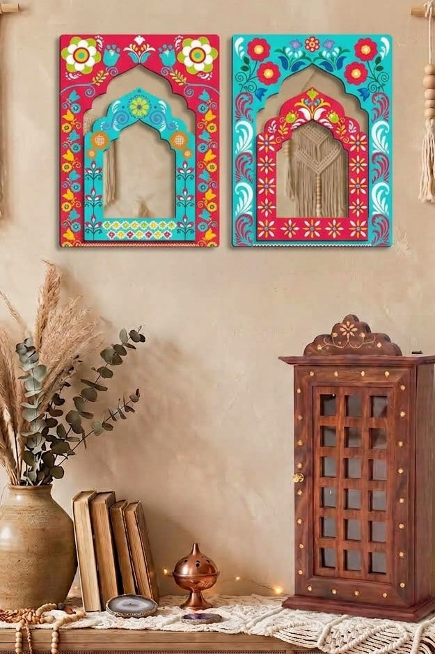 印度彩虹Jharokha 拱門鏡面壁飾組  Indian Rainbow Jharokha Arch Mirror Set
