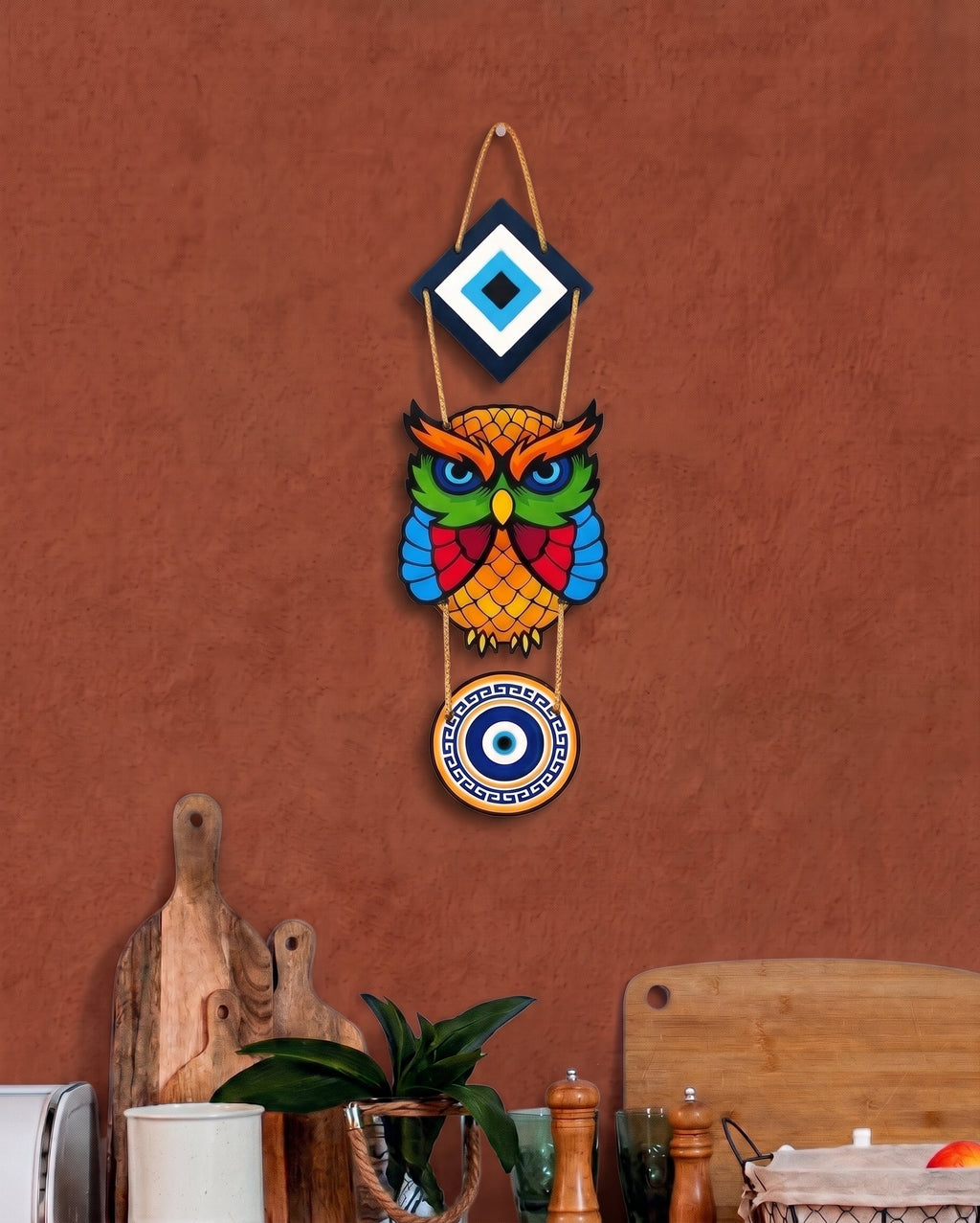 守護之眼貓頭鷹壁掛 Guardian's Eye Colorful Owl Wall Hanging