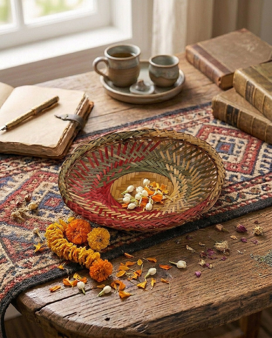 純手工竹編盤 Pure Handwoven Bamboo Tray