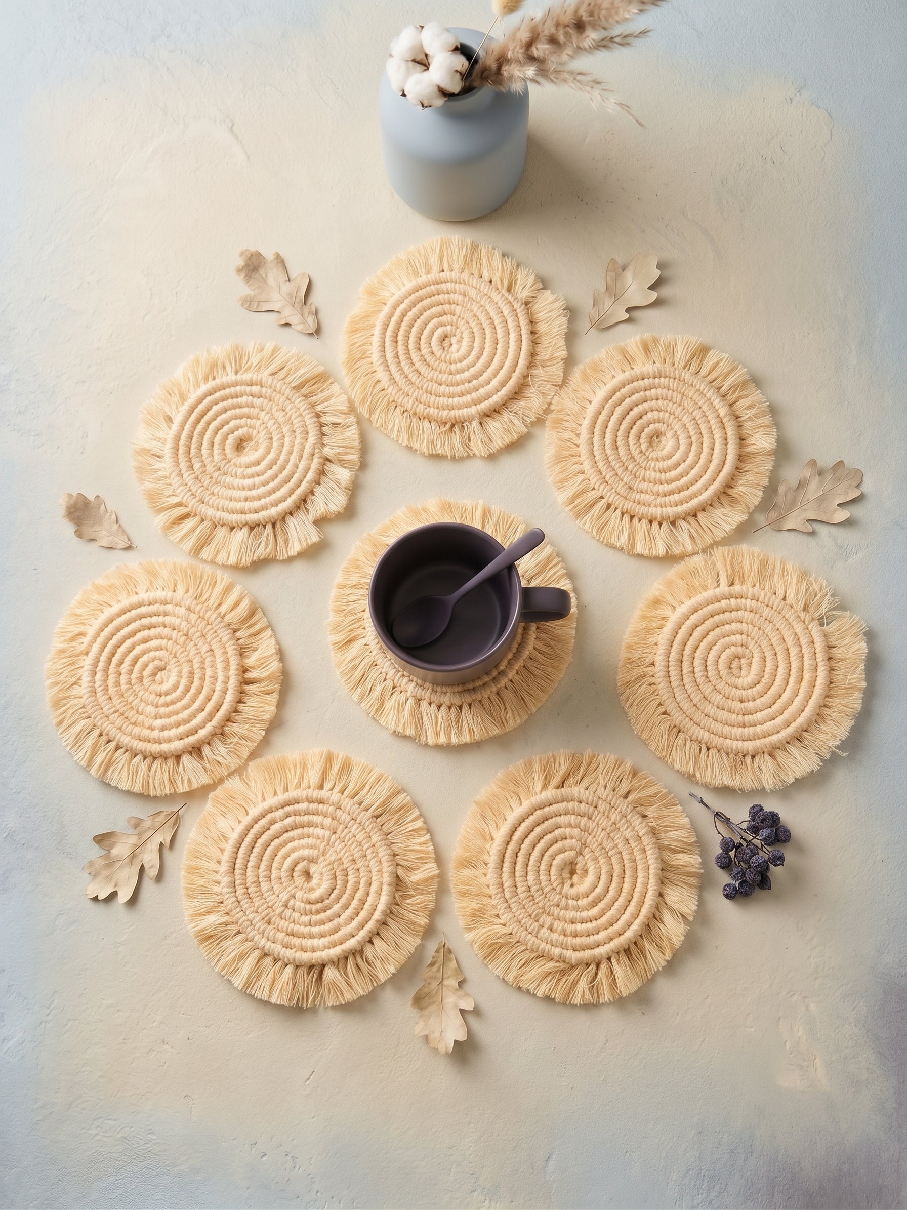經典螺旋流蘇杯墊  Classic Spiral Fringe Coaster