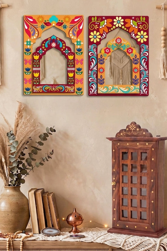 印度彩虹Jharokha 拱門鏡面壁飾組  Indian Rainbow Jharokha Arch Mirror Set