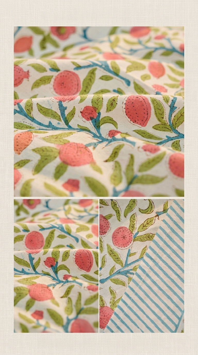 印度職人純棉手工木刻印花桌布 Artisan Hand-Block Printed Pure Cotton Tablecloth