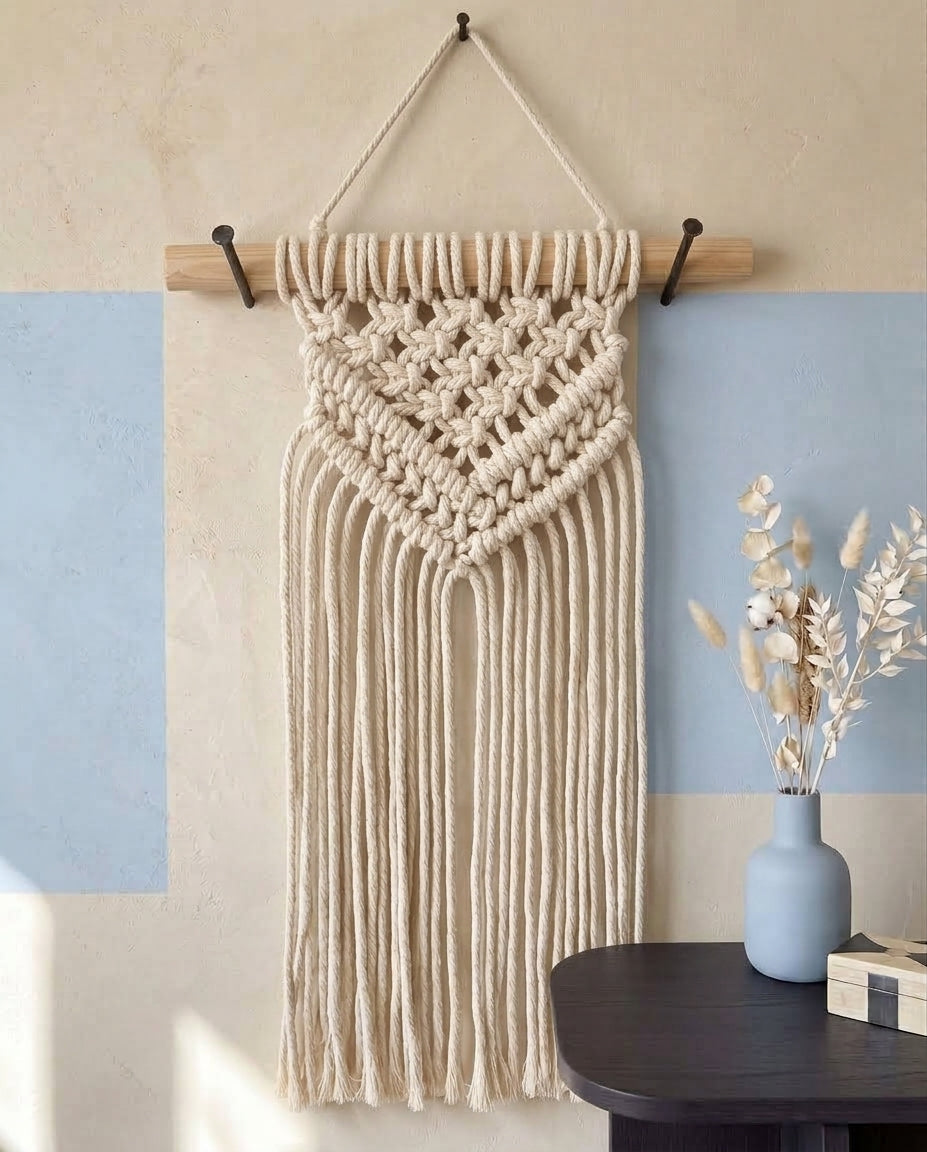 幾何大地・原木編織掛飾 Earthy Diamond Macramé Tapestry