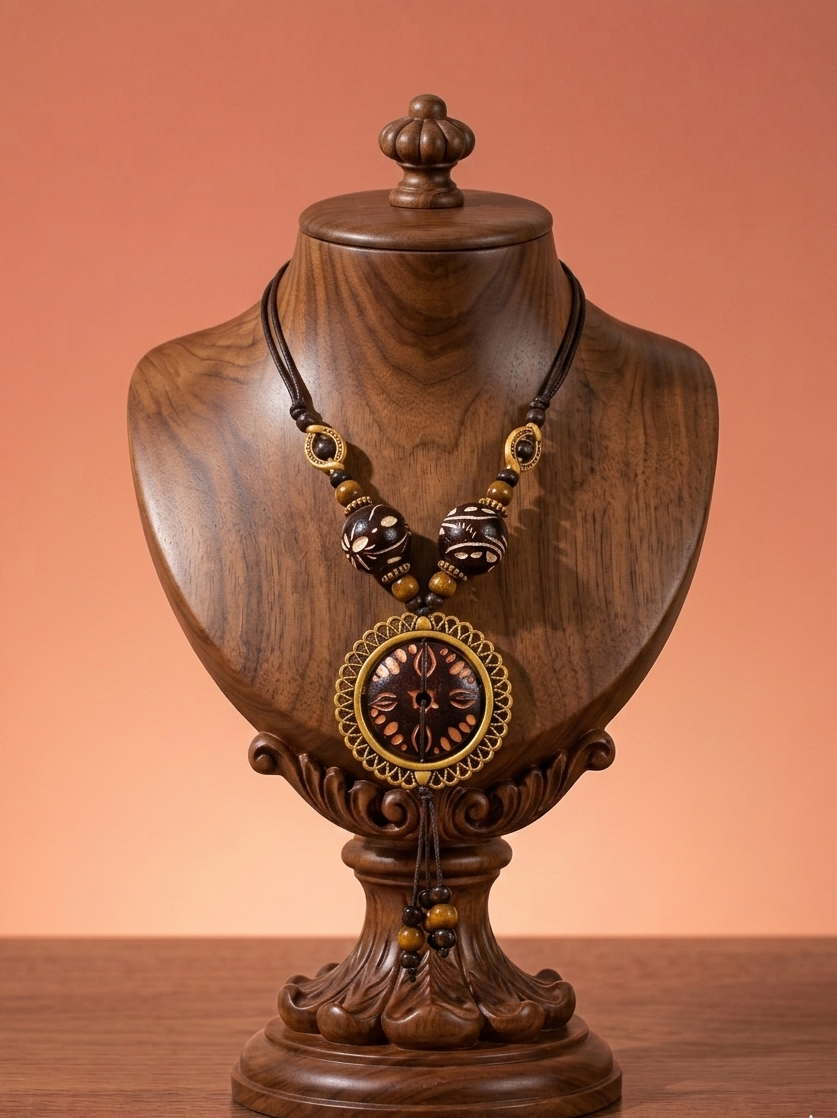 【大地之瞳】復古部落風木質流蘇項鍊 Earth's Pupil Retro Tribal Wooden Tassel Necklace