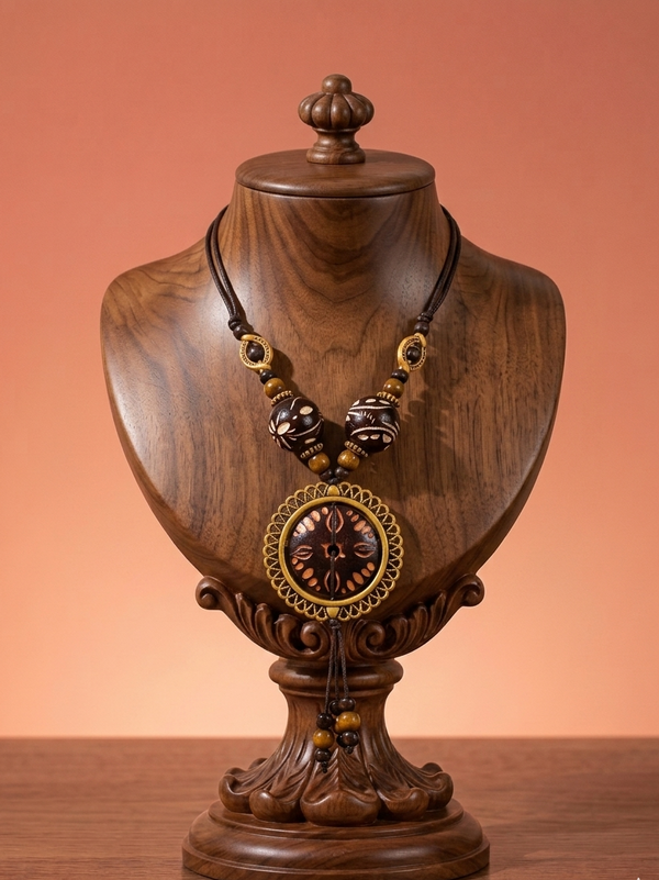 【大地之瞳】復古部落風木質流蘇項鍊 Earth's Pupil Retro Tribal Wooden Tassel Necklace