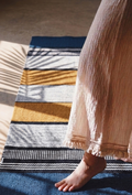 【暮藍初櫻】印度手工純棉瑜伽墊 Twilight Blue & Cherry Blossom Handmade Indian Cotton Yoga Mat