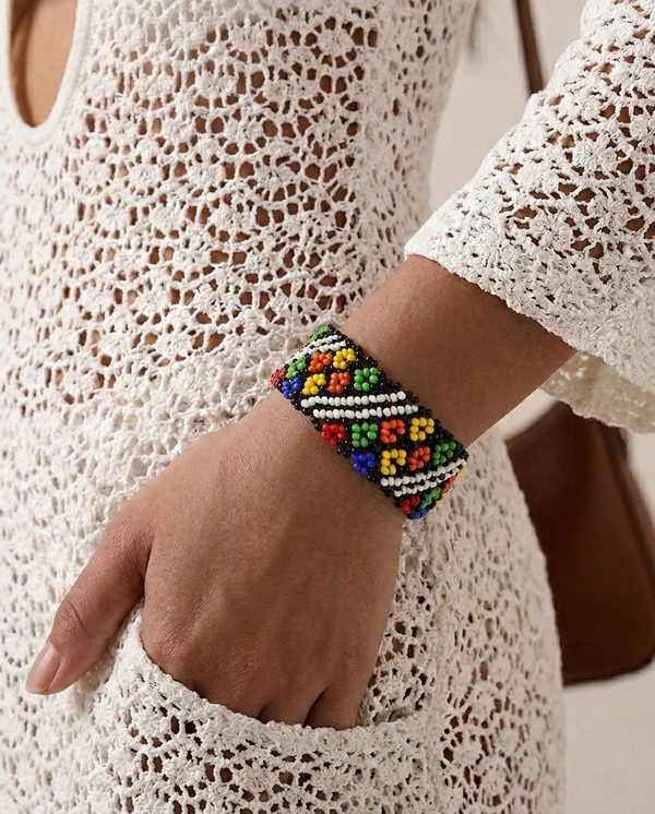 民族風多彩幾何珠飾手工手環 Geometric Beaded Statement Bracelet