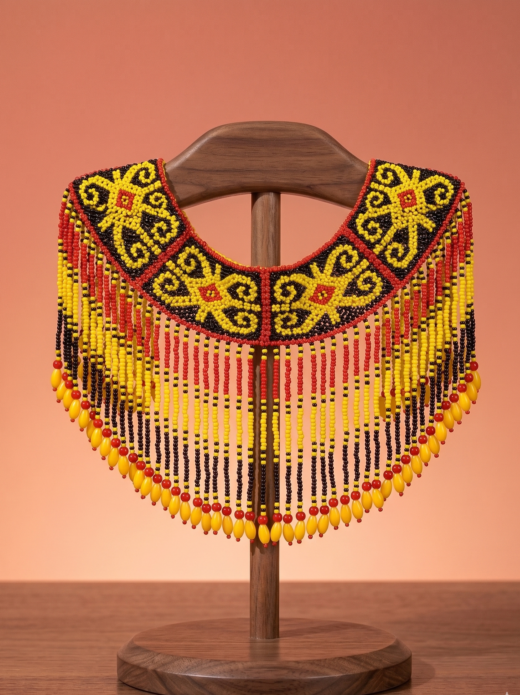 部落印記・幾何水滴流蘇串珠長飾帶 Tribal Heritage Geometric Beaded Tassel Long Sash