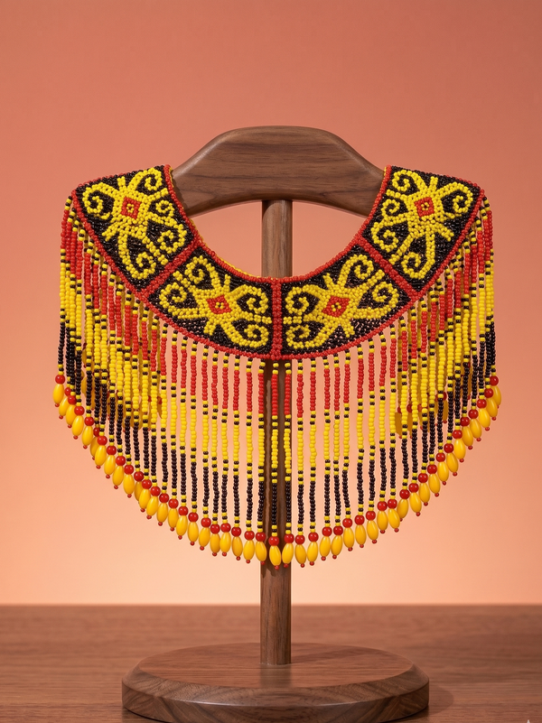 部落印記・幾何水滴流蘇串珠長飾帶 Tribal Heritage Geometric Beaded Tassel Long Sash