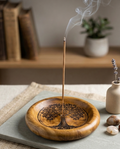 神聖圖騰原木香盤｜曼陀羅・生命之樹 Sacred Totem Wooden Incense Plate | Mandala & Tree of Life
