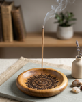 神聖圖騰原木香盤｜曼陀羅・生命之樹 Sacred Totem Wooden Incense Plate | Mandala & Tree of Life