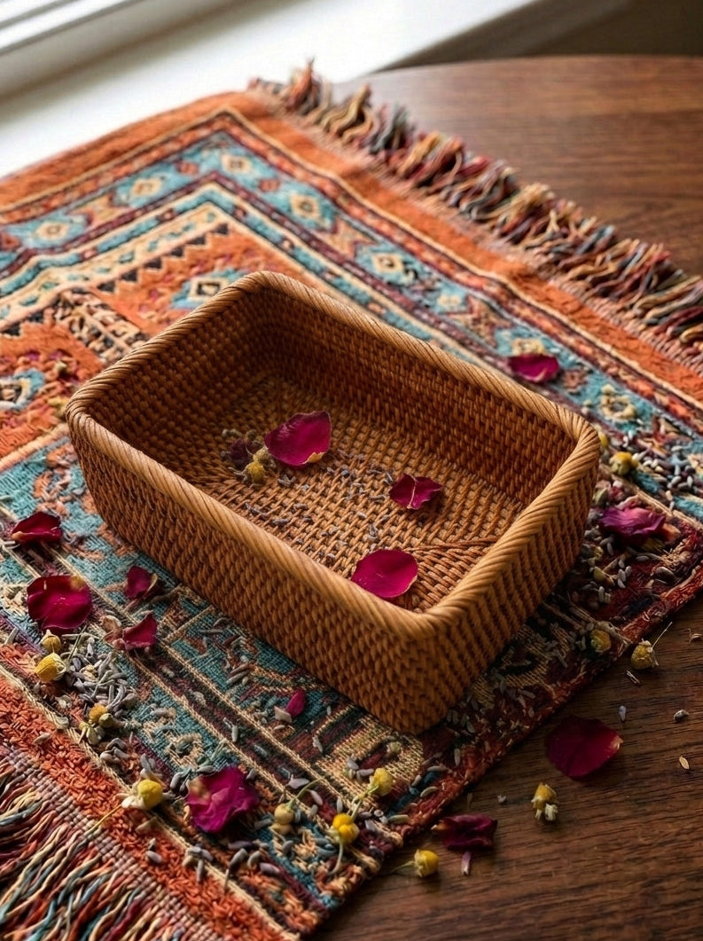簡約原色藤編置物盒 Minimalist Natural Rattan Catchall Tray