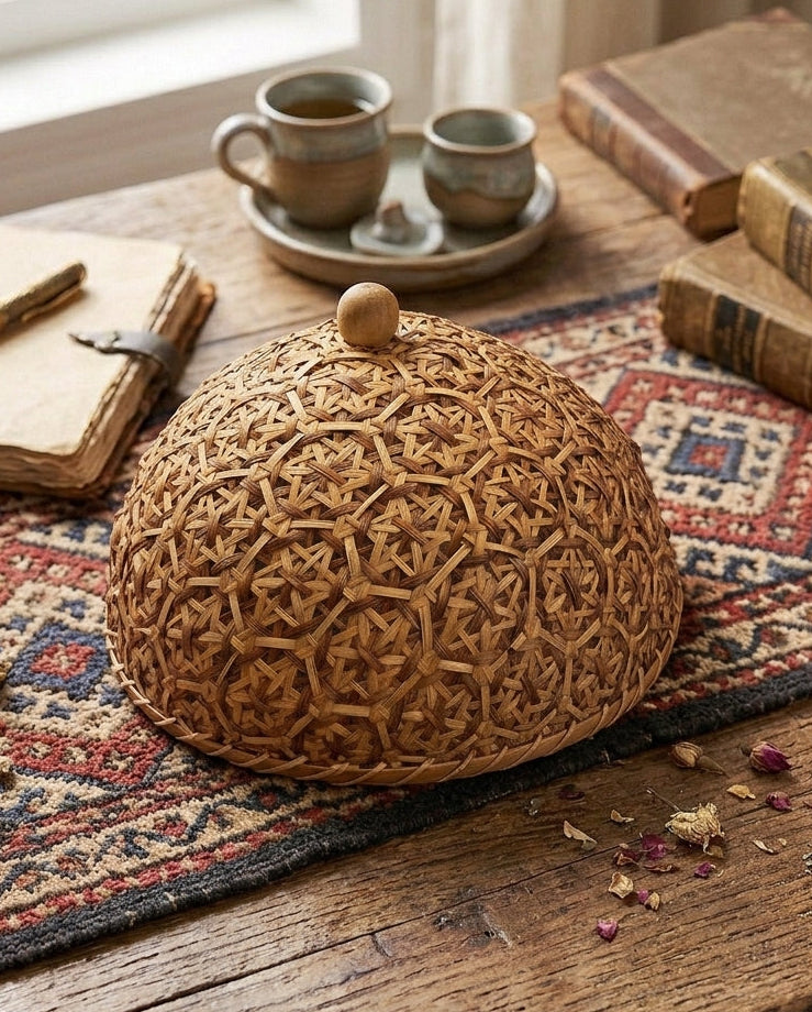 手工幾何竹編食物罩 Handwoven Geometric Bamboo Food Cover