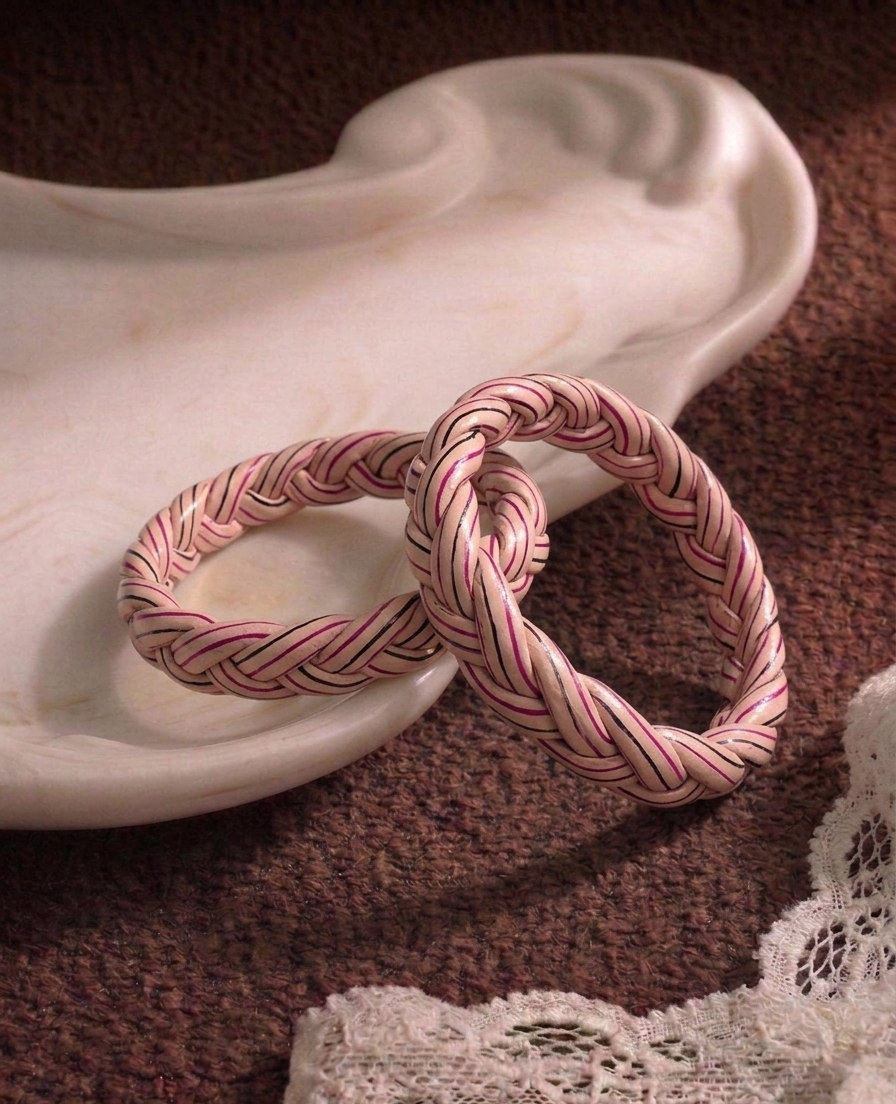 粉墨弦音：手工編織鐲 Pink & Ink Melody: Hand-Braided Bangle