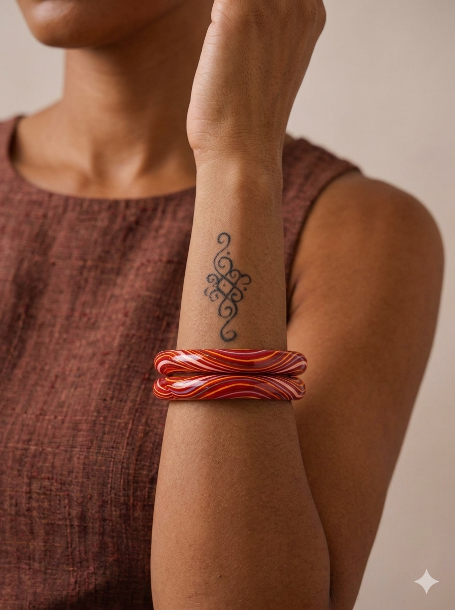 脈動之環 — 緋紅線律 Pulsing Vitality Bangle — Crimson Rhythm