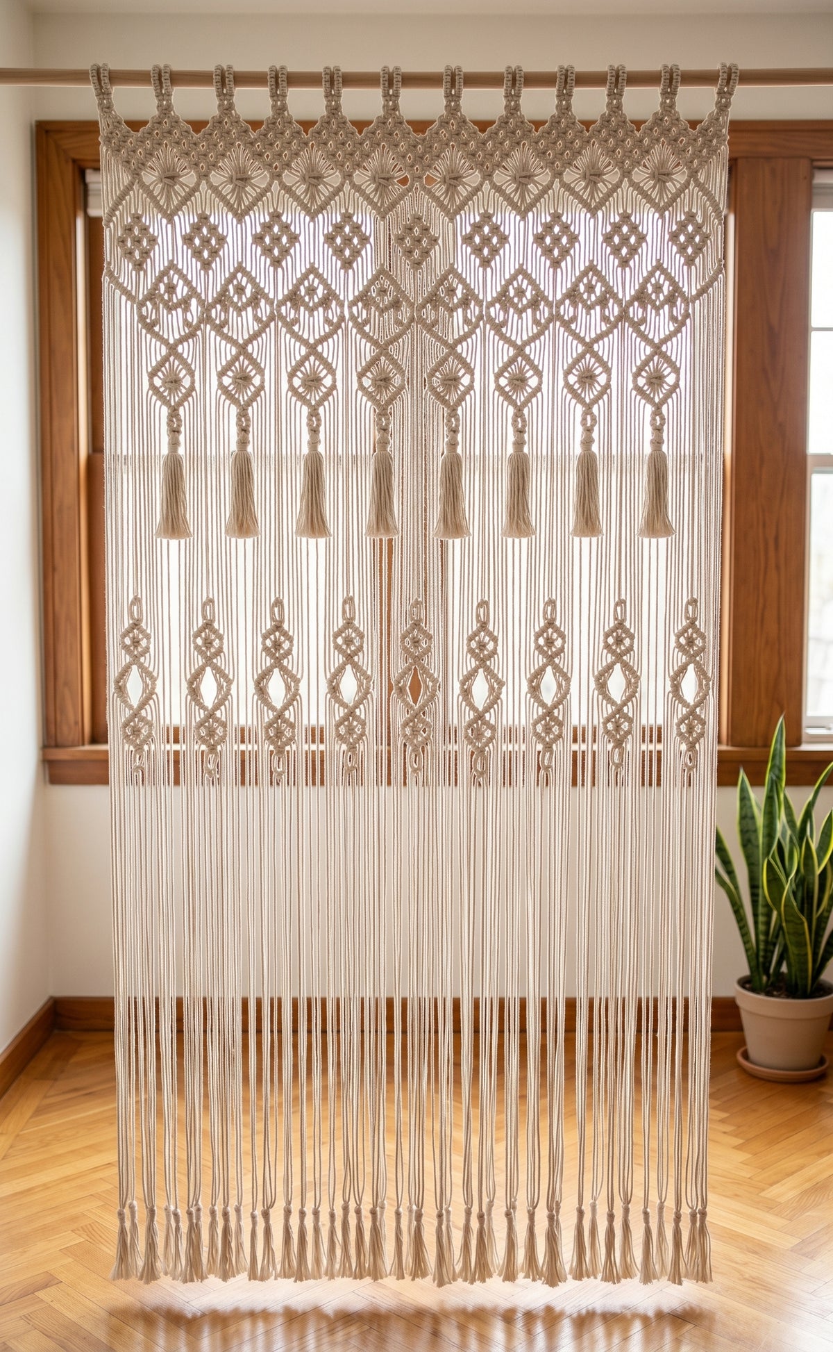 漫步波西米亞菱格流蘇手工編織門簾  Bohemian Stroll Macrame Fringe Curtain